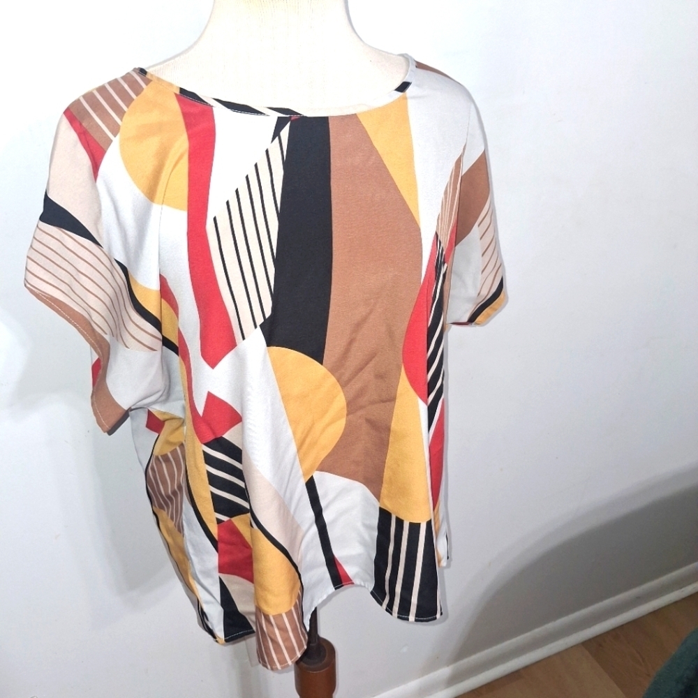 SHEIN /Graphic Blouse Relaxed Style- W Sz 12